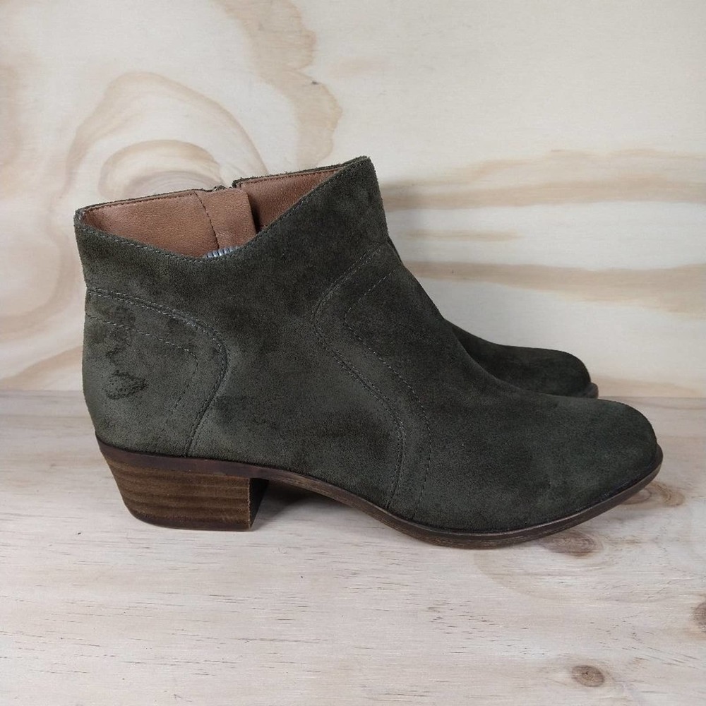 Lucky Brand Olive Suede Ankle Booties